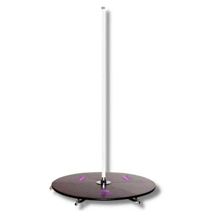 X stage lite white colored portable stand alone portable freestanding dance pole with platform base