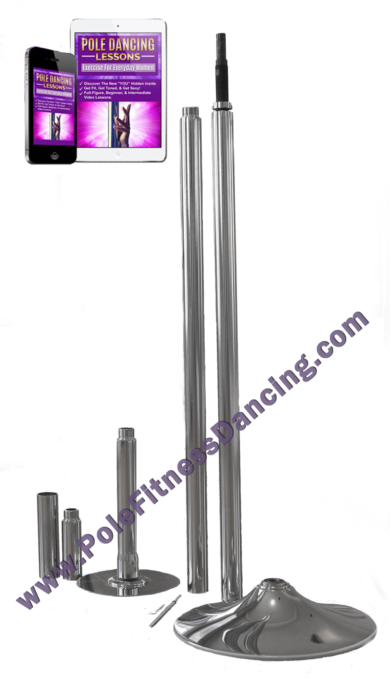 Chrome Pro Quality Dancing Pole & Video Lessons Portable Removable