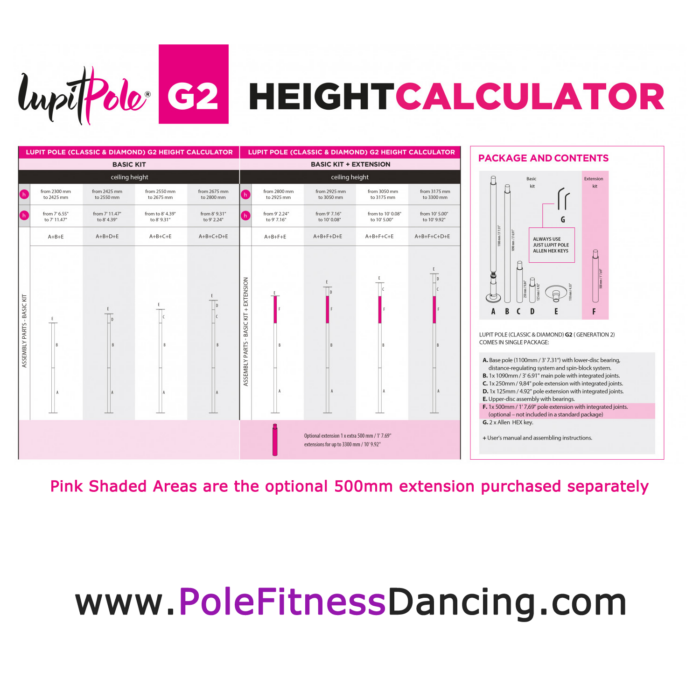 Lupit classic diamond dance dancing pole for home height extension chart