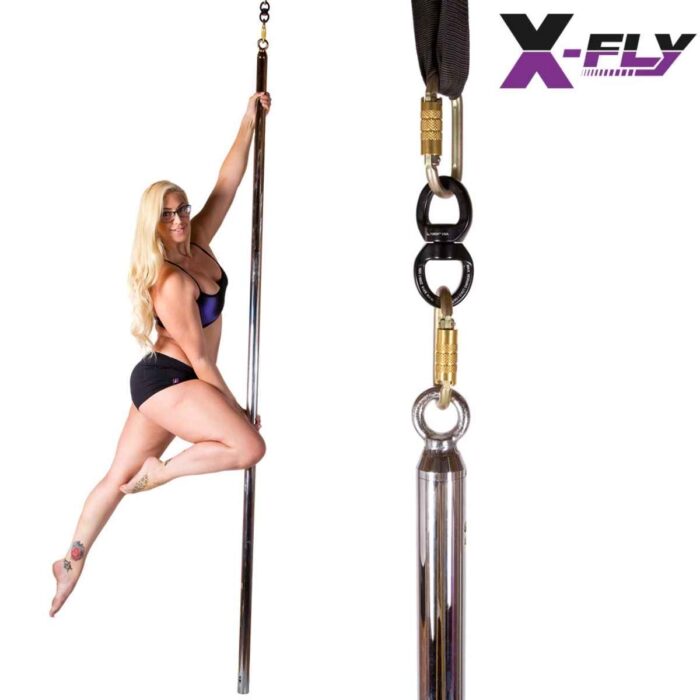 A woman on a X Pole Flying Pole