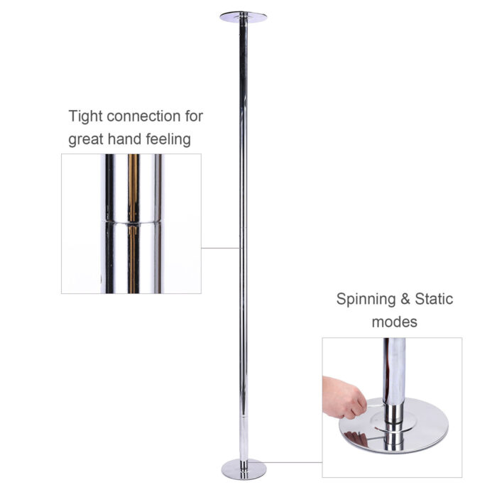 chrome 45mm adjustable spinning removable pole dancing pole kit for stripper dance fitness home use base dome close up