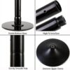 45mm black powder coated dance pole close up of base dome and joints