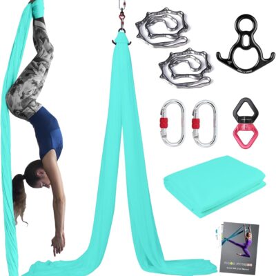 teal aerial silks for home and studio use