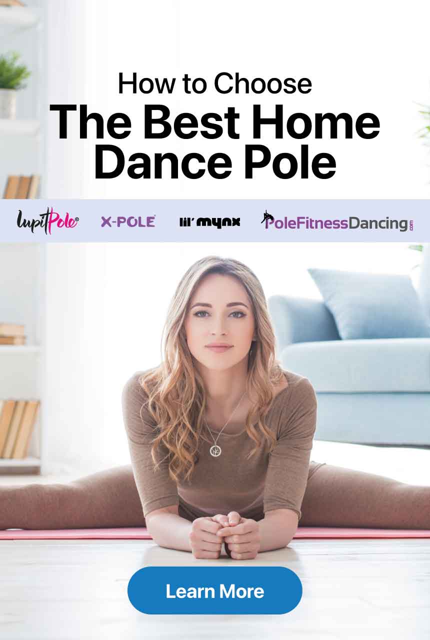 Woman researching how to buy choose the best dance pole for home studio use