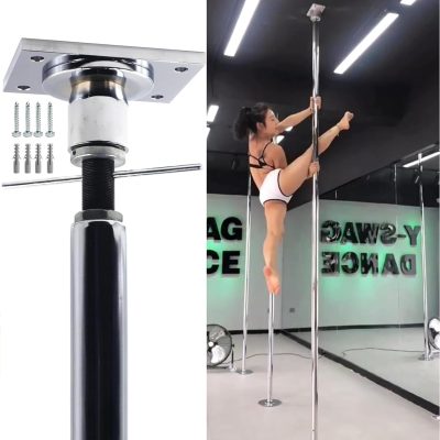 permenent mount dancing pole for very tall ceilings 45mm chrome fitness club party gym studio