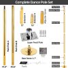 gold permanent spinning static pole dancing pole removable stripper club fitness dance use