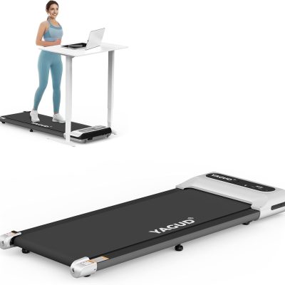 Under desk treadmill to lose weight and exercise while doing office work at a desk